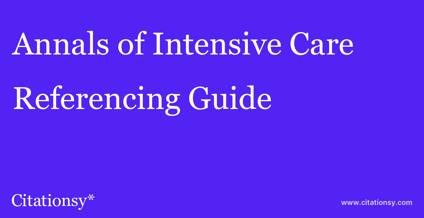 cite Annals of Intensive Care  — Referencing Guide